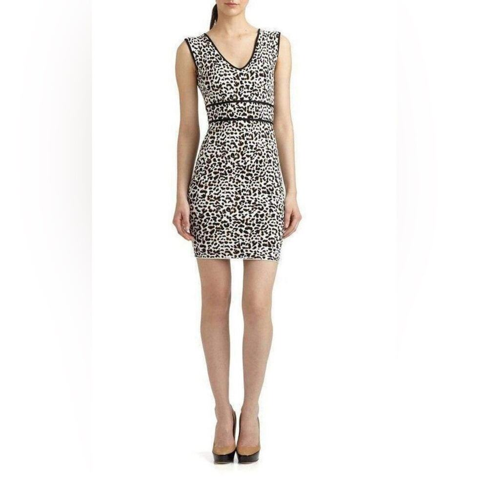 BCBG‎ Maxazria Sleeveless V-Neck Leopard Print Mini Cocktail Dress Size XS NWT